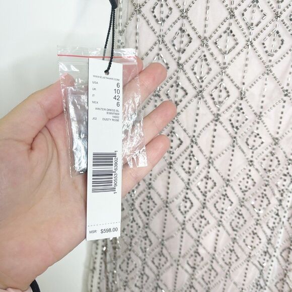 TAHARI Winter Beaded Fringe Mini Dress  - Picture 13 of 15